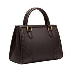 dark brown leather handbag isolated