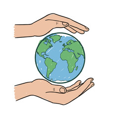 Hands holding a globe symbolizing care for the Earth  