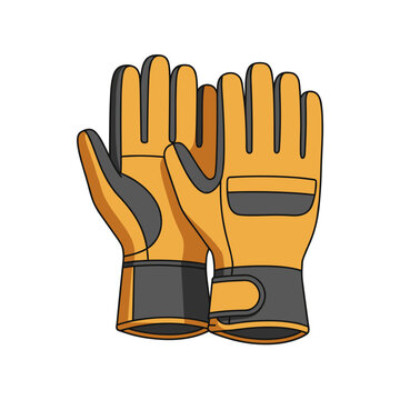 Yellow work gloves with black accents on white background  