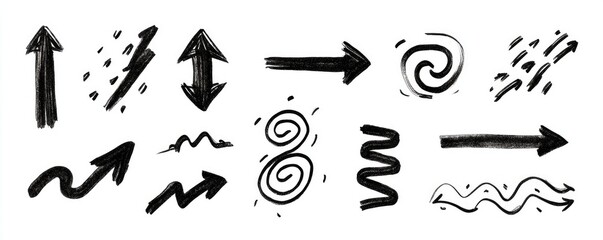 Hand-drawn black ink graphic elements