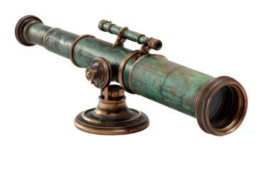 Antique brass and green telescope