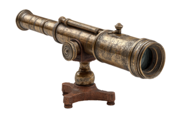 Antique brass telescope on stand
