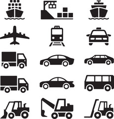 transport icons set