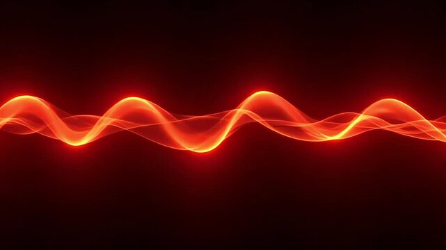 Dynamic glowing orange wave pattern flows across dark background, energy abstract motion