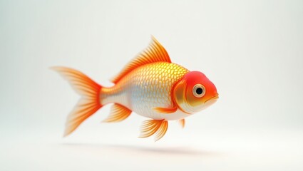 Fototapeta premium A goldfish in profile view against a plain background.