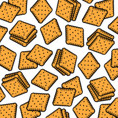 Cookies background, pattern set. Collection icons cookies. Vector