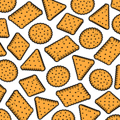 Cookies background, pattern set. Collection icons cookies. Vector