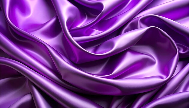 Luxurious folds of shimmering purple silk fabric create a rich and elegant backdrop