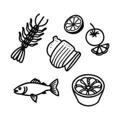 fish and vegetables icons