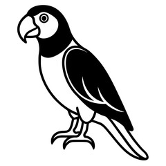 Stylized parrot illustration, a simple black and white bird vector icon design