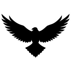 Obraz premium Majestic bird of prey vector silhouette with spread wings icon.