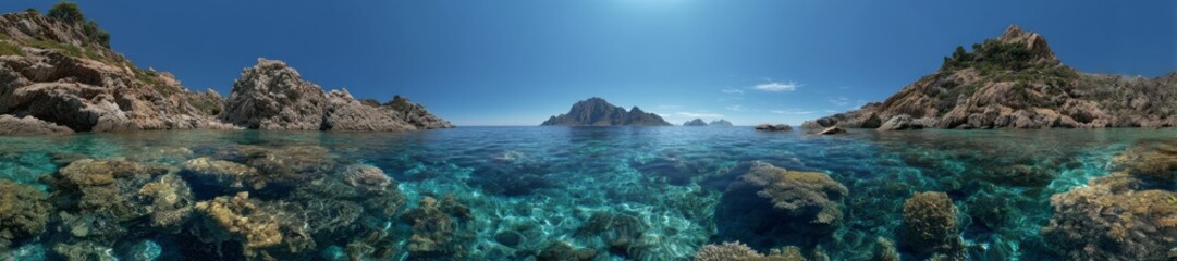 Fototapeta premium Ocean panorama hdr mediterranean sea 360 degrees