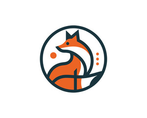 Obraz premium Modern Fox Logo Design with Circular