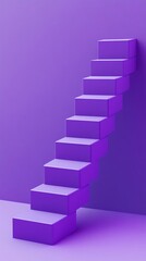Monochromatic Purple Staircase against Matching Wall Abstract 3D Illustration for Modern Design Inspiration