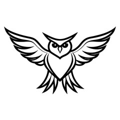 Obraz premium Elegant Minimalist Owl Bird Vector Art Illustration Featuring Majestic Spreading Wings
