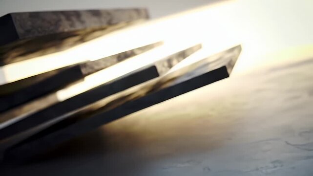 Minimalist Dark Gray Parallel Bars in Abstract Composition Against a Blurry Light Backdrop