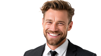 Handsome and Confident: A charismatic individual exudes confidence with a radiant smile, embodying a professional yet approachable demeanor.