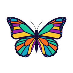 Colorful butterfly with geometric patterns isolated on transparent background