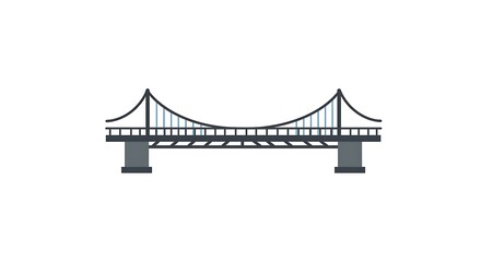 Obraz premium Icon of a suspension bridge representing connection and infrastructure. A flat vector illustration of architectural engineering.