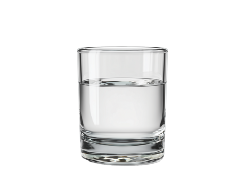 A short glass with clear water liquid isolated on transparent background png