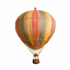 Naklejka premium Vintage hot air balloon, striped, colorful, isolated