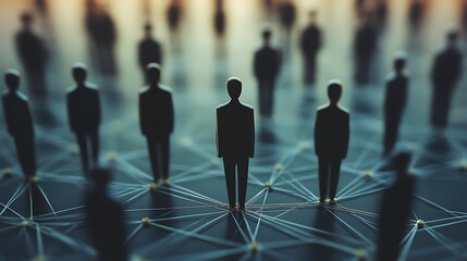 Networked People Figures Connected by Lines Illustrating Community, Relationships, and Communication in a Tech World