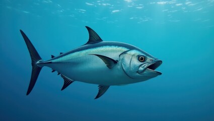 Obraz premium A tuna fish swimming in the ocean depths.