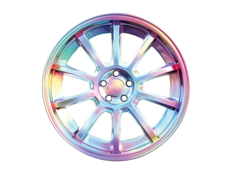A colorful car wheel isolated on transparent background png