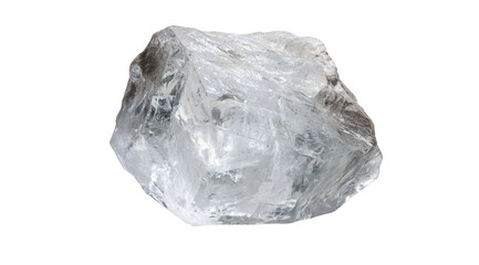 Fototapeta premium Rough, clear crystal, likely quartz, cube-like shape