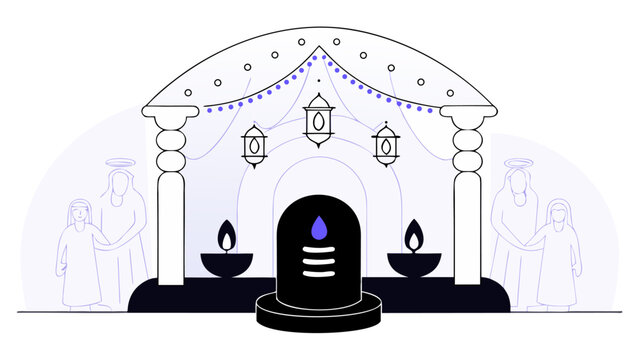 black shiva lingam with lamps and angels clip art preview