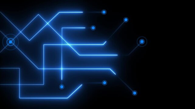 Abstract geometric connect lines and dots.Simple technology graphic background.Illustration Vector design Network and Connection concept. Neon glowing Circuit Logo Template icon design animation