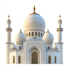 Obraz premium Grand White Mosque with Golden Accents and Slender Minarets
