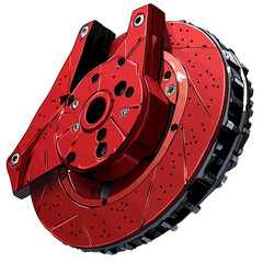 Red brake disc isolated 