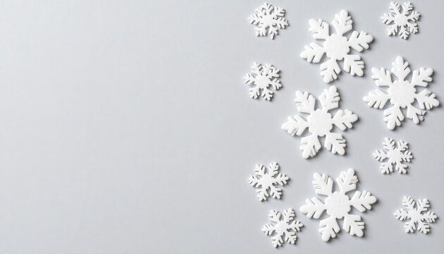 White Snowflakes On Grey Background