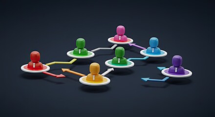 Obraz premium Modern Three Dimensional Organizational Structure Chart with Avatars