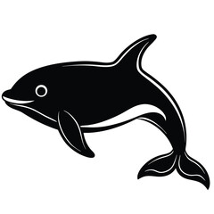 Naklejka premium Black and White Silhouette of a Jumping Dolphin marine mammal