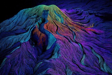 Fototapeta premium Vibrant flow of colors depicting a surreal landscape at dusk, resembling flowing water and vivid textures