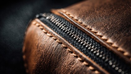 Close-up of brown leather zipper (1)