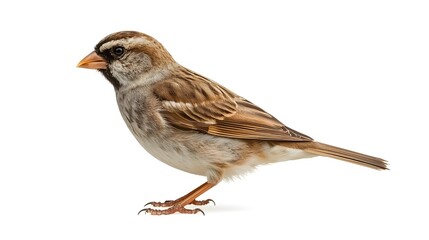 Fototapeta premium Realistic House Sparrow Side View Isolated on White Background