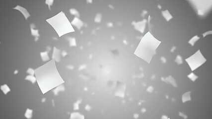 White Papers Falling and Floating Abstractly Against a Clean Gradient Grey Background Perfect for Business Corporate Financial and Celebration Visuals - Powered by Adobe