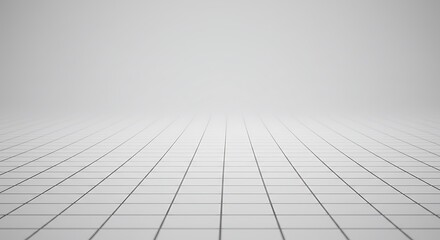 Fototapeta premium Clean White Grid Floor Perspective with Soft Light and Subtle Shadows
