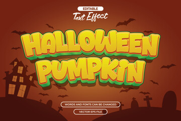 Obraz premium Halloween pumpkin editable text effect with bat decoration