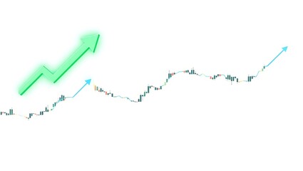 Naklejka premium 3d stock market business chart with a financial arrow showing progress and success