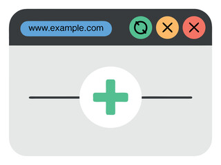 Fototapeta premium Web Browser Window with Refresh and Close Buttons and a Plus Symbol internet online