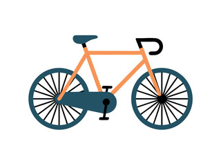 Fototapeta premium Flat Design Illustration of a Bicycle with Orange Frame and Teal Wheels bike cycling