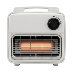 Fototapeta premium Compact White Retro-Style Electric Heater with Glowing Element