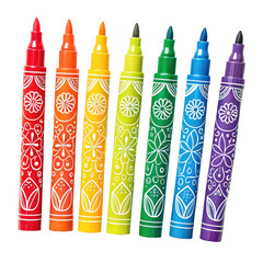 Colorful markers isolated on white png art supplies colorful pens isolated background stationery tools white surface png school supplies vibrant markers transparent background image