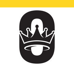 Elegant monogram logo with the letter O and a royal crown. A sophisticated vector icon design for majestic branding concepts.