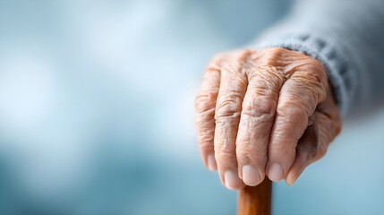 Fototapeta premium Close-Up of Elderly Hand with Textural Skin Details for Medical and Geriatric Visual Content