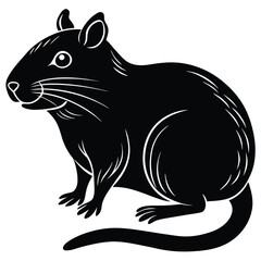 Obraz premium Black silhouette of a gerbil with white highlights on white background rodent animal